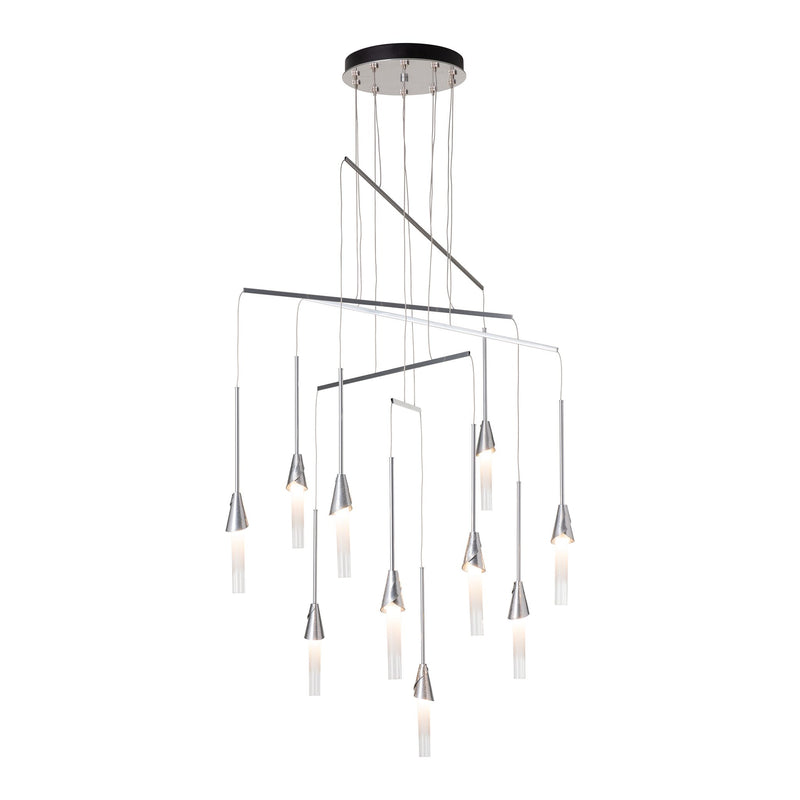 Lilium 10-Light Mobile Chandelier, shown in Sterling, Standard, by Hubbardton Forge
