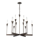 Lilium Chandelier 12 Light, shown in Dark Smoke, by Hubbardton Forge