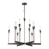 Lilium Chandelier 12 Light, shown in Dark Smoke, by Hubbardton Forge