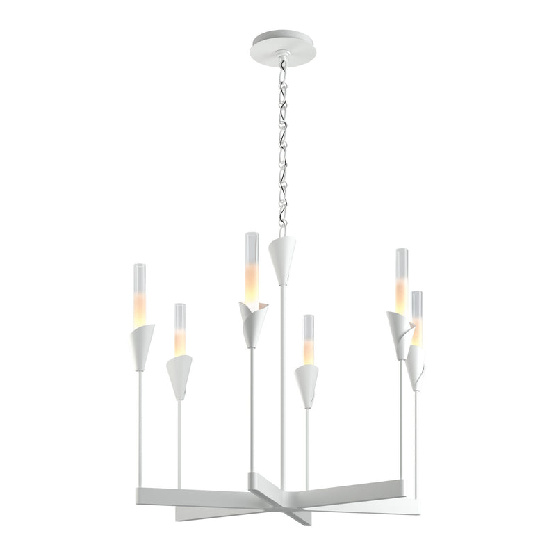 Lilium Chandelier 6 Light in White by Hubbardton Forge