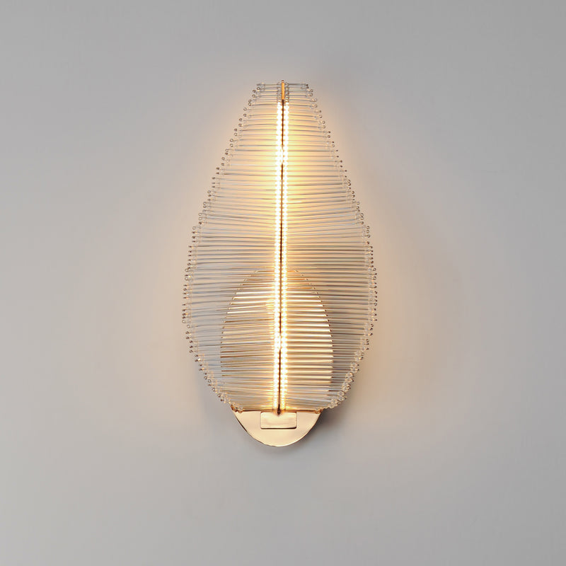 Lillet LED Wall Sconce Gold By Studio M Front View With Light