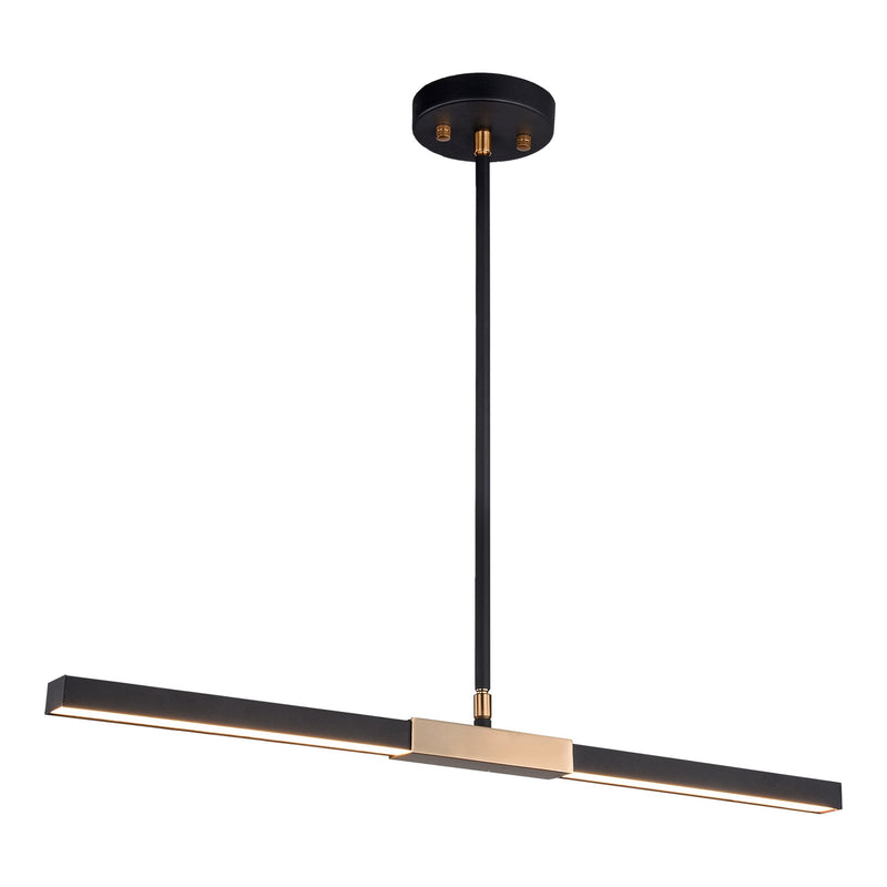 Lineare Pendant 28 inch / 2 Light Matte Black & Aged Gold Brass