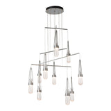 Link 10-Light Blown Glass Mobile Chandelier, shown in Sterling, Clear Bubble Glass, Standard, by Hubbardton Forge