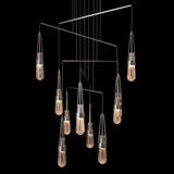 Link 10-Light Blown Glass Mobile Chandelier detail in Sterling, Clear Bubble Glass, Standard, by Hubbardton Forge