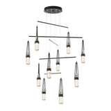 Link 10-Light Blown Glass Mobile Chandelier in Ink, Clear Bubble Glass, Standard by Hubbardton Forge