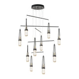 Link 10-Light Blown Glass Mobile Chandelier in Natural Iron, Clear Bubble Glass, Standard by Hubbardton Forge