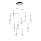 Link 10-Light Blown Glass Mobile Chandelier in Sterling, Clear Bubble Glass, Standard by Hubbardton Forge