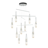 Link 10-Light Blown Glass Mobile Chandelier in Vintage Platinum, Clear Bubble Glass, Standard by Hubbardton Forge