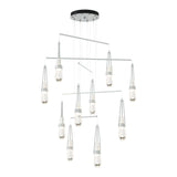 Link 10-Light Blown Glass Mobile Chandelier in Vintage Platinum, Clear Glass with White Threading, Standard by Hubbardton Forge