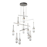 Link 10-Light Clear Glass Mobile Chandelier, shown in Vintage Platinum, Standard, by Hubbardton Forge