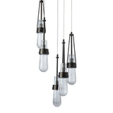 Link 5-Light Blown Glass Pendant, shown in Oil Rubbed Bronze, Clear Bubble Glass, Standard, by Hubbardton Forge
