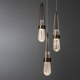 Link 5-Light Blown Glass Pendant detail in Bronze, Clear Bubble Glass, Long, by Hubbardton Forge