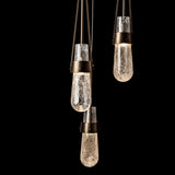 Link 5-Light Blown Glass Pendant detail in Bronze, Clear Bubble Glass, Long, by Hubbardton Forge