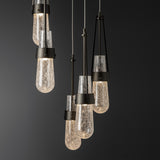Link 5-Light Blown Glass Pendant detail in Oil Rubbed Bronze, Clear Bubble Glass, Standard, by Hubbardton Forge