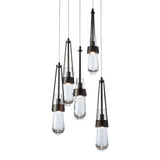 Link 5-Light Clear Glass Pendant, shown in Oil Rubbed Bronze, Standard, by Hubbardton Forge