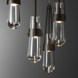 Link 5-Light Clear Glass Pendant detail in Oil Rubbed Bronze, Standard, by Hubbardton Forge