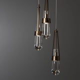Link 5-Light Clear Glass Pendant detail in Bronze, Long, by Hubbardton Forge