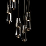Link 5-Light Clear Glass Pendant detail in Oil Rubbed Bronze, Standard, by Hubbardton Forge