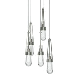 Link 5-Light Clear Glass Pendant in Sterling, Long by Hubbardton Forge