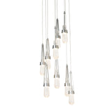 Link 9-Light Blown Glass Chandelier, shown in Sterling, Clear Bubble Glass, Standard, by Hubbardton Forge