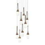 Link 9-Light Blown Glass Chandelier in Bronze, Clear Bubble Glass, Standard by Hubbardton Forge