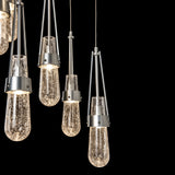 Link 9-Light Blown Glass Chandelier detail in Sterling, Clear Bubble Glass, Standard, by Hubbardton Forge