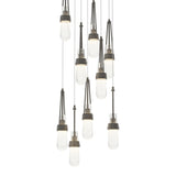 Link 9-Light Blown Glass Chandelier in Natural Iron, Clear Bubble Glass, Long by Hubbardton Forge