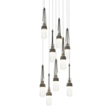 Link 9-Light Blown Glass Chandelier in Natural Iron, Clear Bubble Glass, Standard by Hubbardton Forge