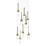 Link 9-Light Blown Glass Chandelier in Soft Gold, Clear Bubble Glass, Standard by Hubbardton Forge