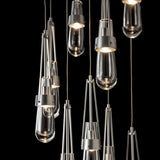 Link 9-Light Clear Glass Chandelier detail in Sterling, Standard, by Hubbardton Forge