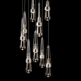 Link 9-Light Clear Glass Chandelier detail in Sterling, Standard, by Hubbardton Forge