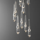 Link 9-Light Clear Glass Chandelier detail in Sterling, Standard, by Hubbardton Forge