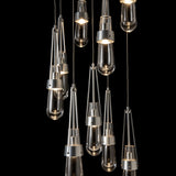 Link 9-Light Clear Glass Chandelier detail in Sterling, Standard, by Hubbardton Forge
