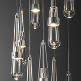 Link 9-Light Clear Glass Chandelier detail in Sterling, Standard, by Hubbardton Forge