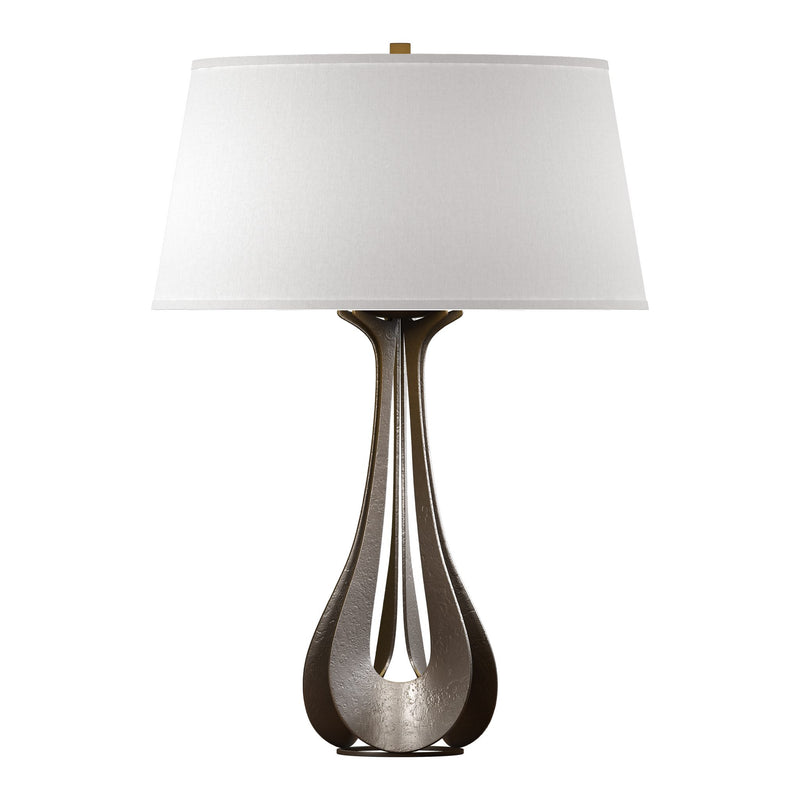 Lino Table Lamp in Bronze, Flax Shade by Hubbardton Forge