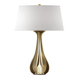 Lino Table Lamp in Modern Brass, Flax Shade by Hubbardton Forge