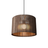  Living Hinges Wide Drum Pendant By Accord Lighting, Finish: American Walnut