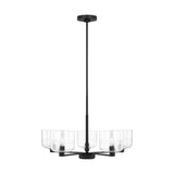 Lochdale Chandelier — 24", Clear Ribbed, Midnight Black