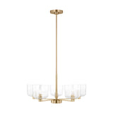 Lochdale Chandelier — 24", Clear Ribbed, Satin Brass