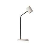 Lola Ceramic Table Lamp by Geo Contemporary with a White ceramic head and base on a slender black stem