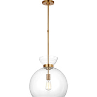 Londyn Round Pendant — 16", Burnished Brass with Clear Glass