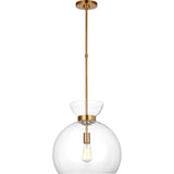 Londyn Round Pendant — 16", Burnished Brass with Clear Glass
