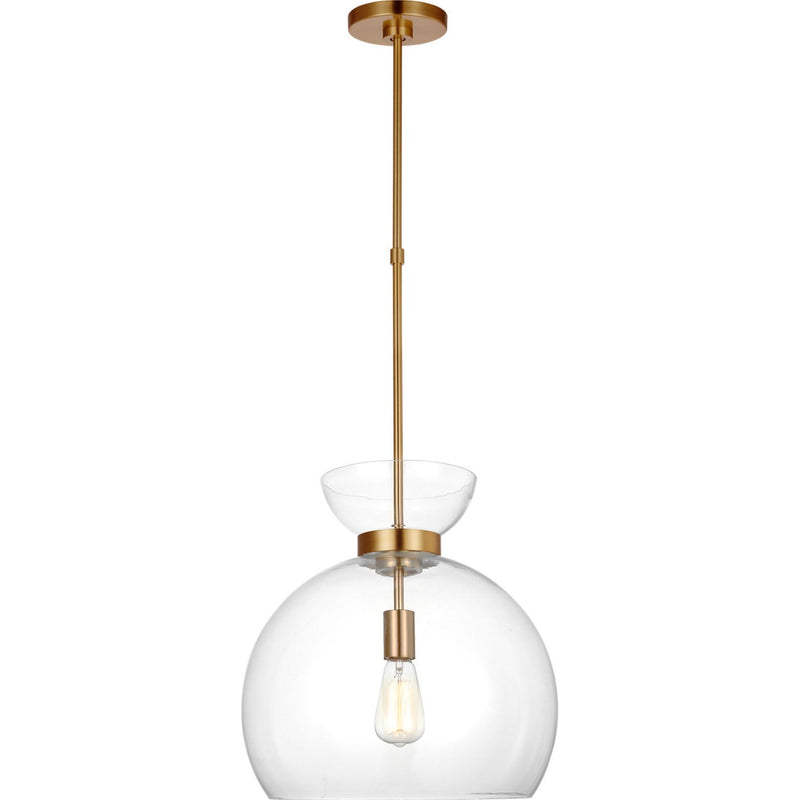 Londyn Round Pendant — 16", Burnished Brass with Clear Glass