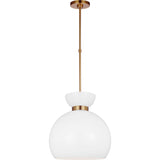 Londyn Round Pendant — 16", Burnished Brass with Milk White Glass
