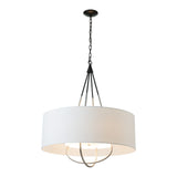 Loop Pendant, shown in Black, Natural Anna Shade, Vintage Platinum, by Hubbardton Forge