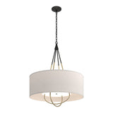 Loop Pendant in Black, Flax Shade, Modern Brass by Hubbardton Forge