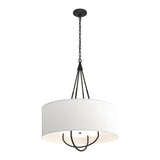 Loop Pendant in Black, Natural Anna Shade, Black by Hubbardton Forge