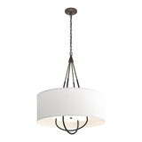 Loop Pendant in Bronze, Natural Anna Shade, Black by Hubbardton Forge