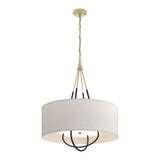 Loop Pendant in Modern Brass, Flax Shade, Black by Hubbardton Forge