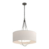 Loop Pendant in Natural Iron, Flax Shade, Sterling by Hubbardton Forge